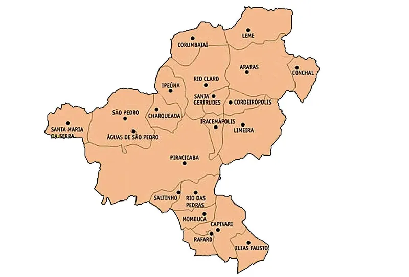 Mapa da região metropolitana de Piracicaba